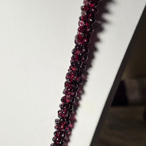 Black Cherry Garnet Beaded Long Necklace 30" 119 Grams - Picture 8 of 15